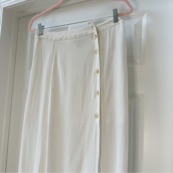 Something Navy High Waist Midi Skirt Button Front Side Slit in White Size S - Picture 4 of 9